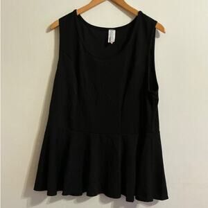 Discreet Women Blouse Size 2X Black Sleeveless Stretch Top Ballerina Style